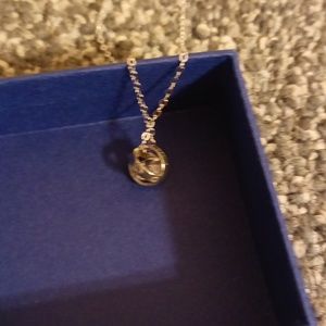 Swarovski silver chain circle pendent crystal necklace